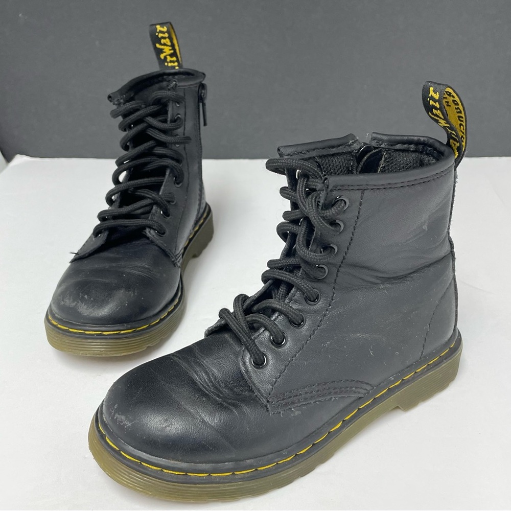 Dr.Martens Boys Boots Size US 11‎ Black Lace Up Bouncing Soles Side Zip Winter